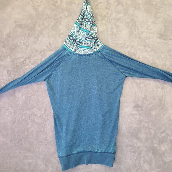 Panhandle Women's M  Boho Aztec Design Lightweight Hoodie Blue - Picture 2 of 6
